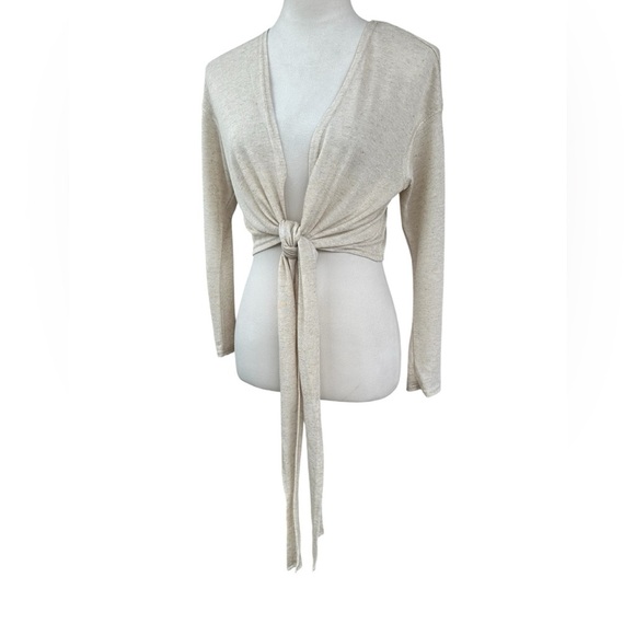 Free People Beach Oatmeal Tie Wrap Crop Top NWT - Picture 3 of 7